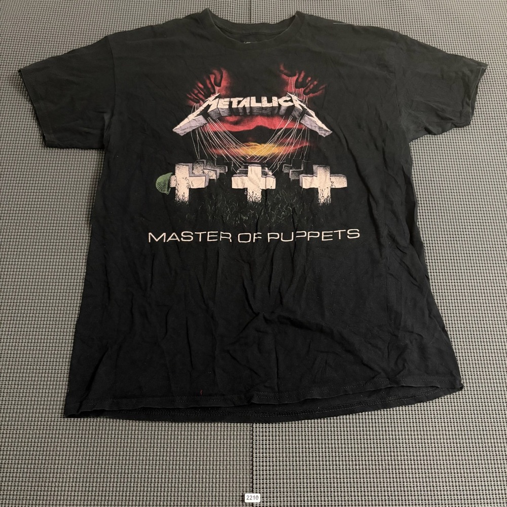 Metallica Master of Puppets Graphic T-Shirt Black Mens Large Short Sleeve Tee